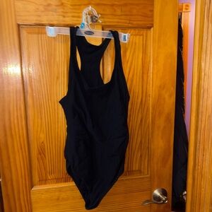 Black Ribbed Body-Suit with Stretch